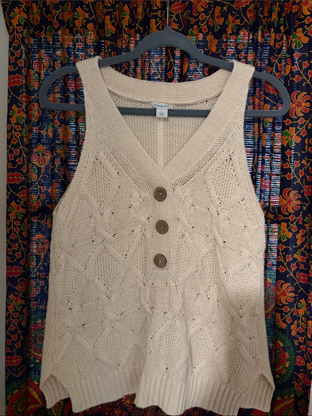 Sundance Cream Cable-Knit Button Front Tank